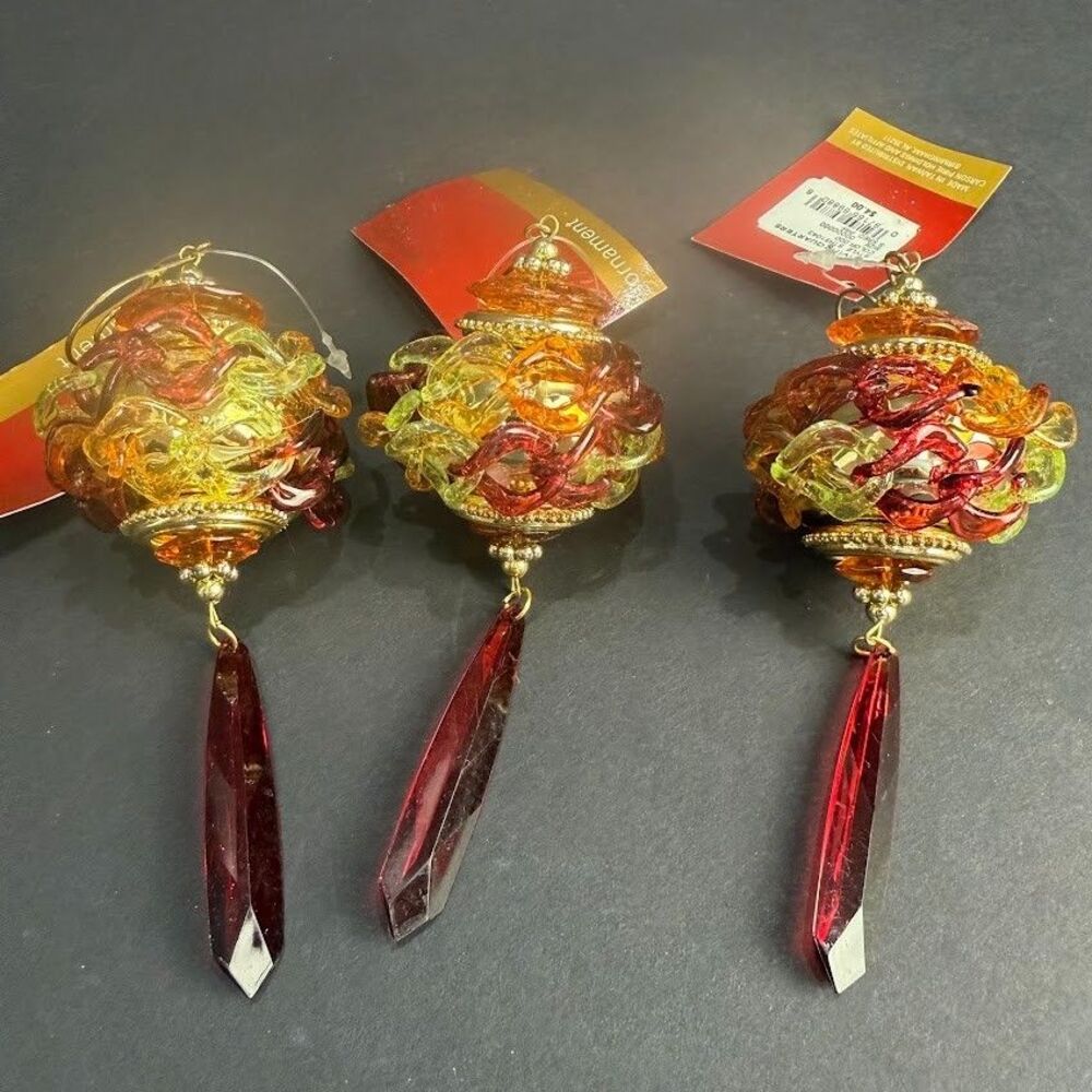 Set of 3 Regency Style Jewel Toned Christmas Ornaments